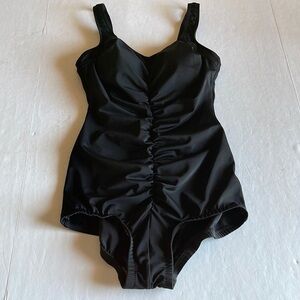 Maxine Black Ruched Front One Piece Swimsuit
